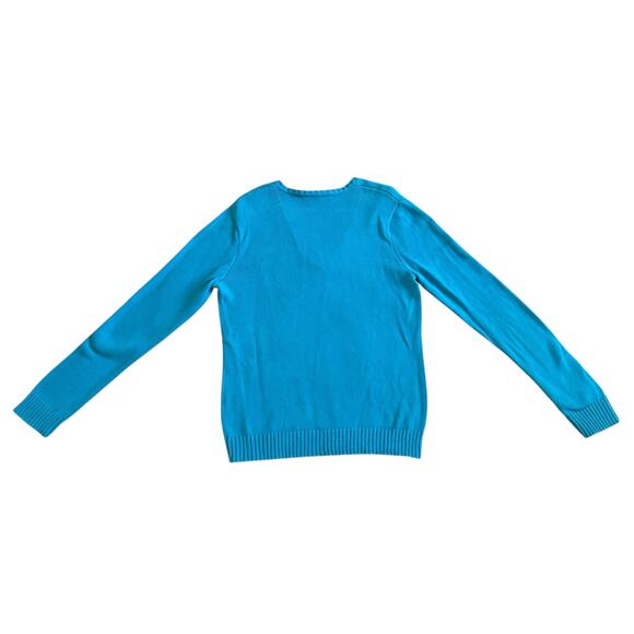 VTG Ralph Lauren Turquoise Crescent Sweater V-Neck Long Sleeve Pullover Size XL - Picture 14 of 16